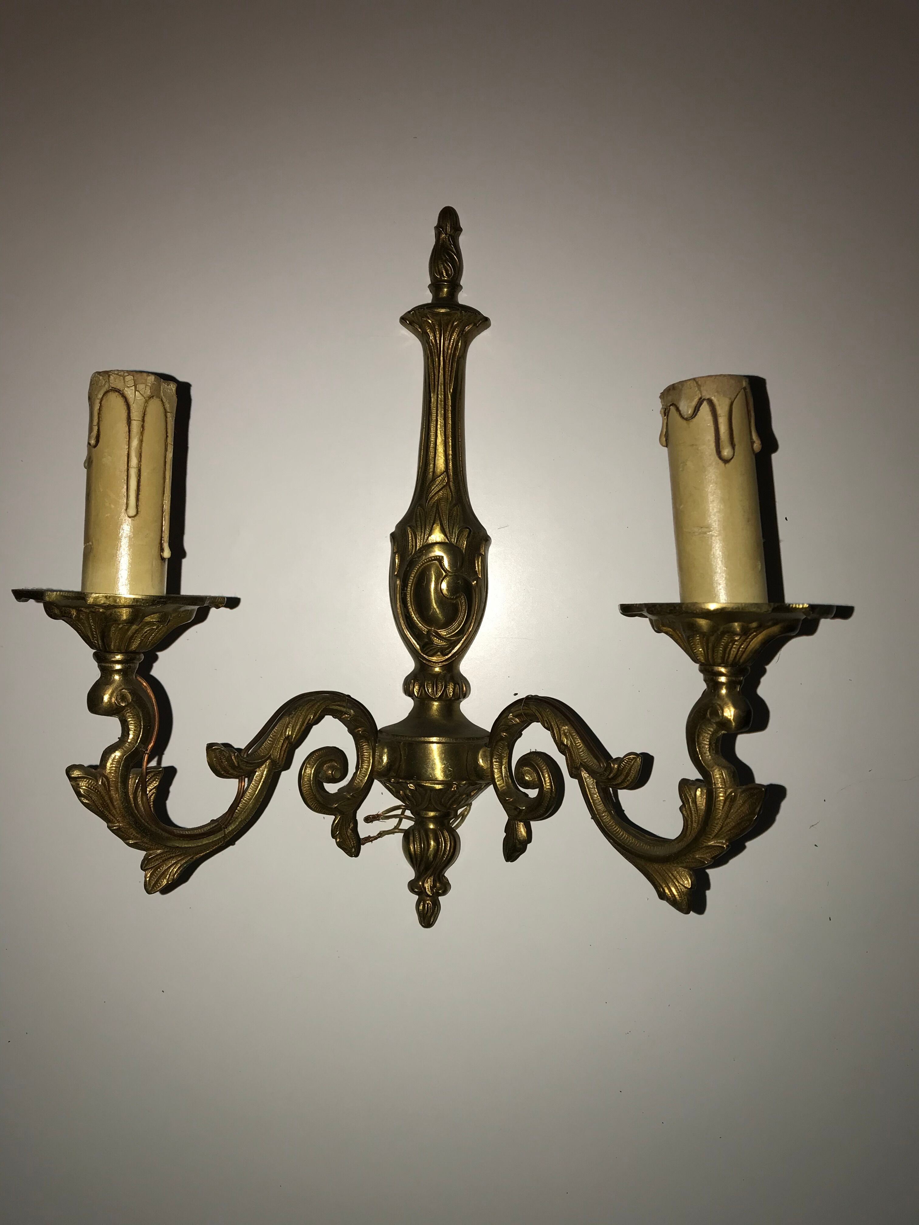 Pair of Louis XV style bronze wall sconces