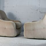 Pair of armchairs "space age". Beige corduroy velvet. France, circa 1970
