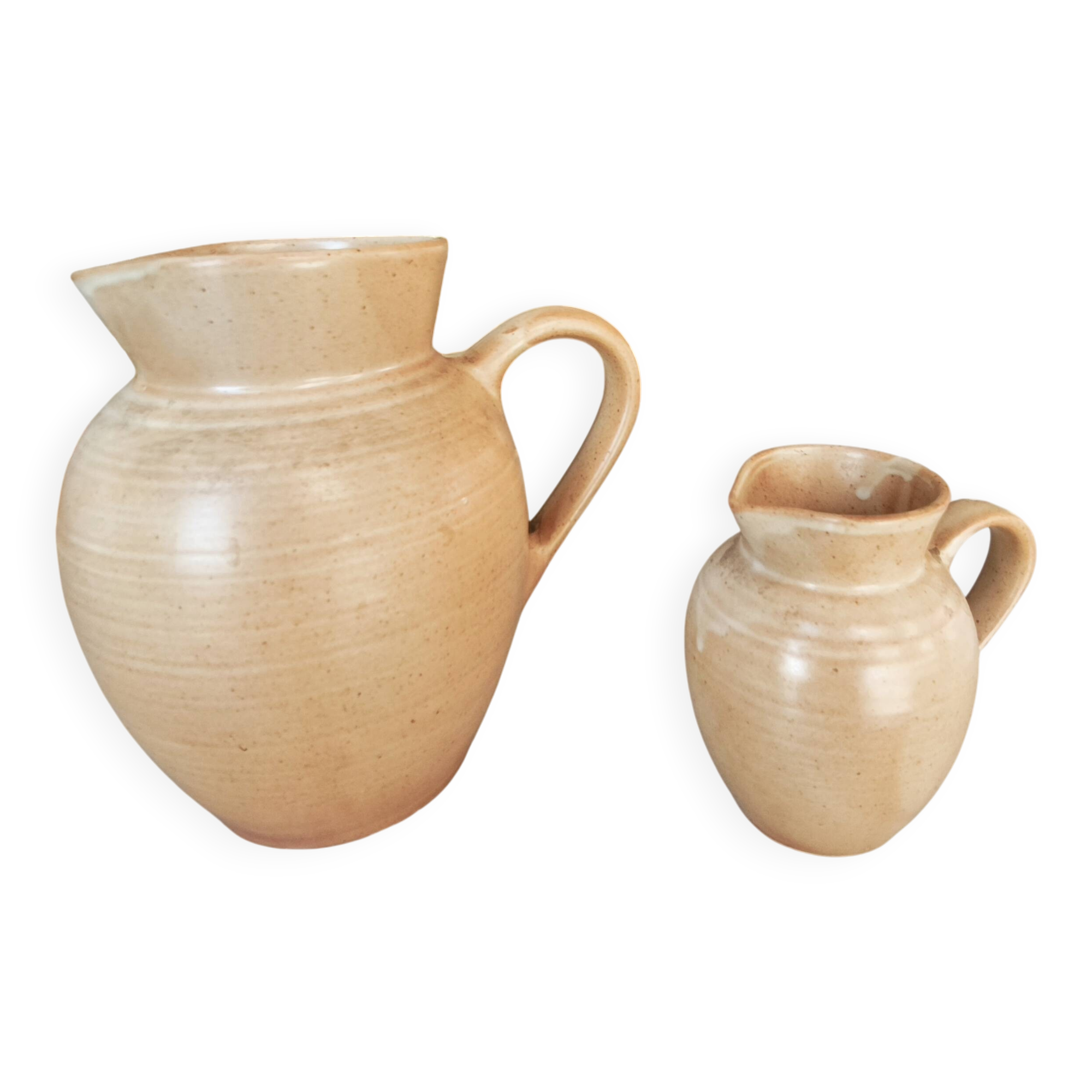 Set of two Village de France stoneware pitchers
