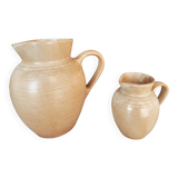 Set of two Village de France stoneware pitchers
