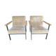 Pair of pomax metal/velvet armchairs