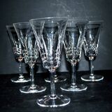Set of 6 cut crystal wine glasses in cerdagne style - cristallerie lorraine lemberg? h13.5cm