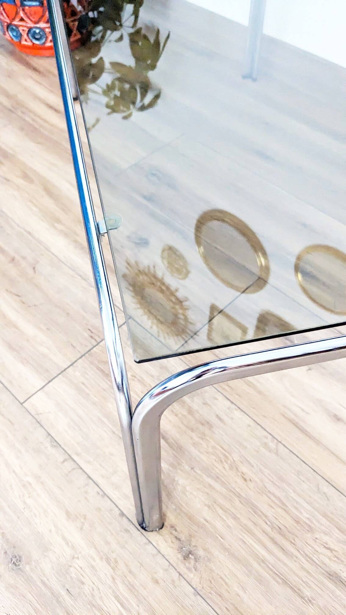 Vintage chrome and smoked glass coffee table