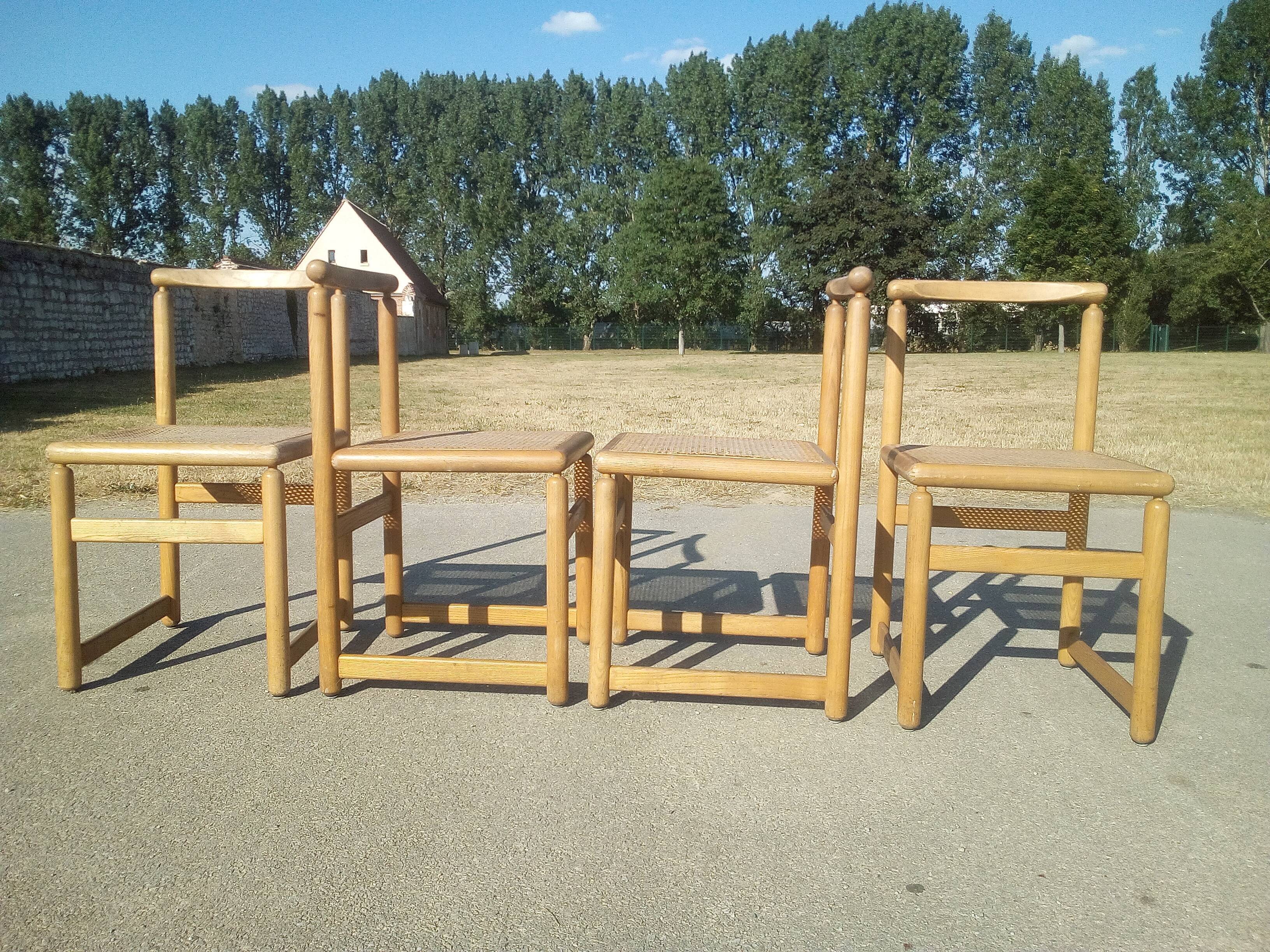 Series of 4 chairs with new canning