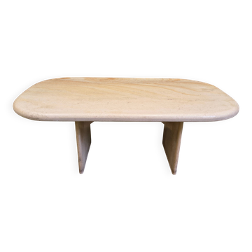 Table basse en travertin italien vintage, années 1970