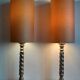 Pair of twisted metal silver-plated column lamps