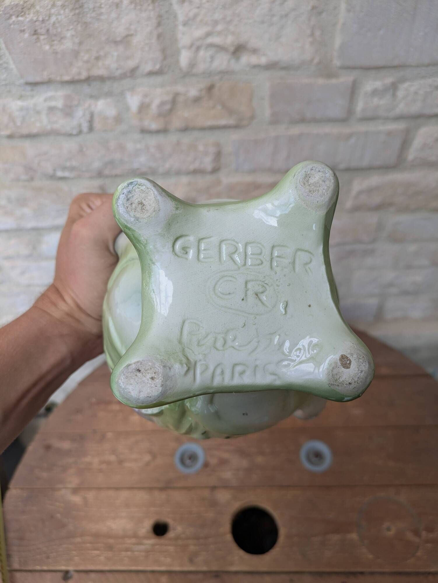 Art Nouveau barbotine vase Gerber Prestige Paris with floral decoration
