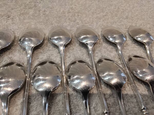 12 cuilleres o moka metal argente orfevre Boulenger grain de cafe 11cm