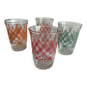 4 verres anciens publicitaires cardon