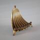 Vintage Menorah 9 Candle Mid Century Brass Peacock Waterfall