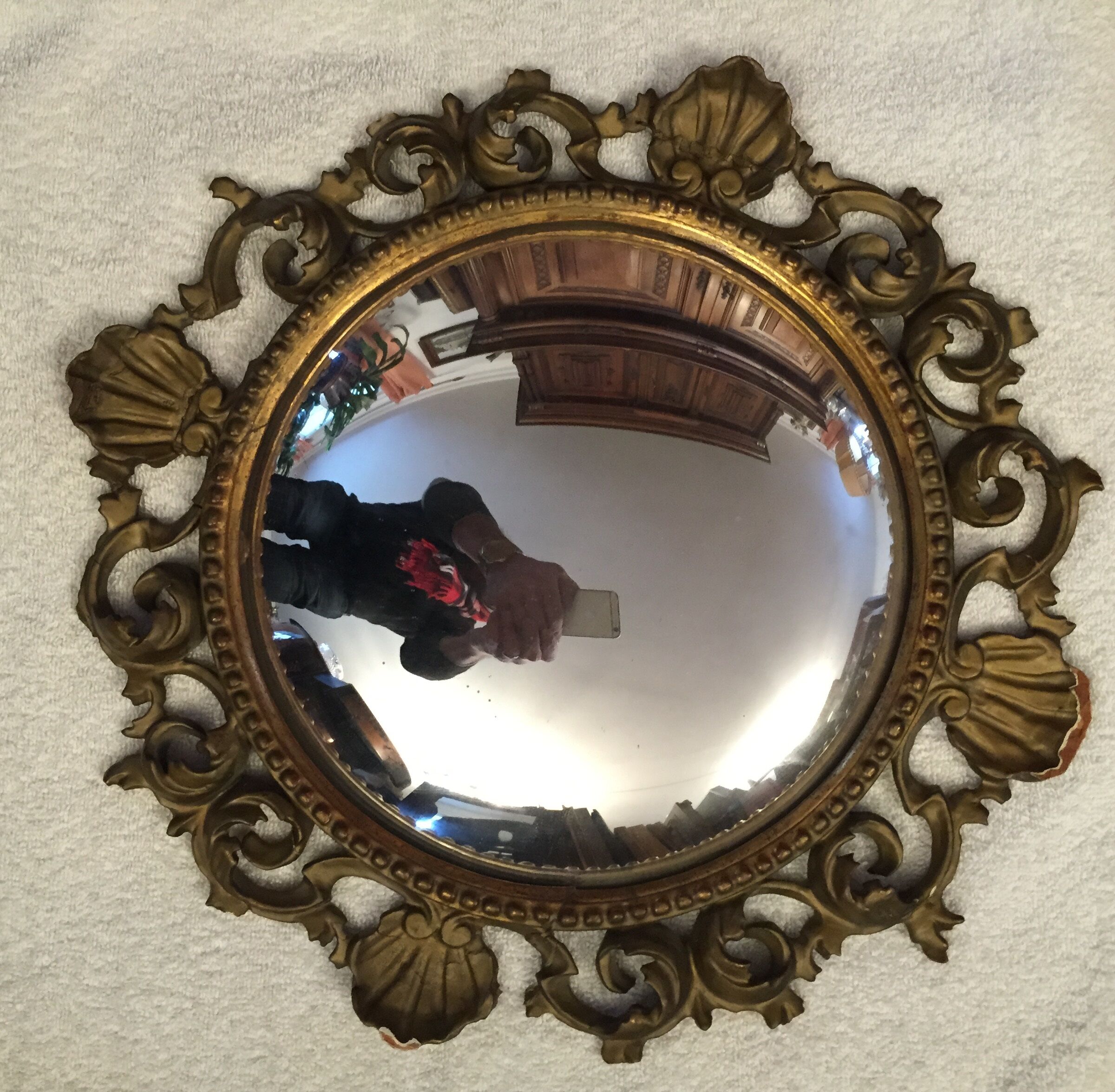 Miroir ancien en bois doré oeil de sorcière 44cm Selency