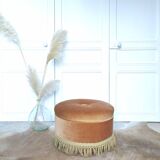 Vintage velvet pouf with fringes
