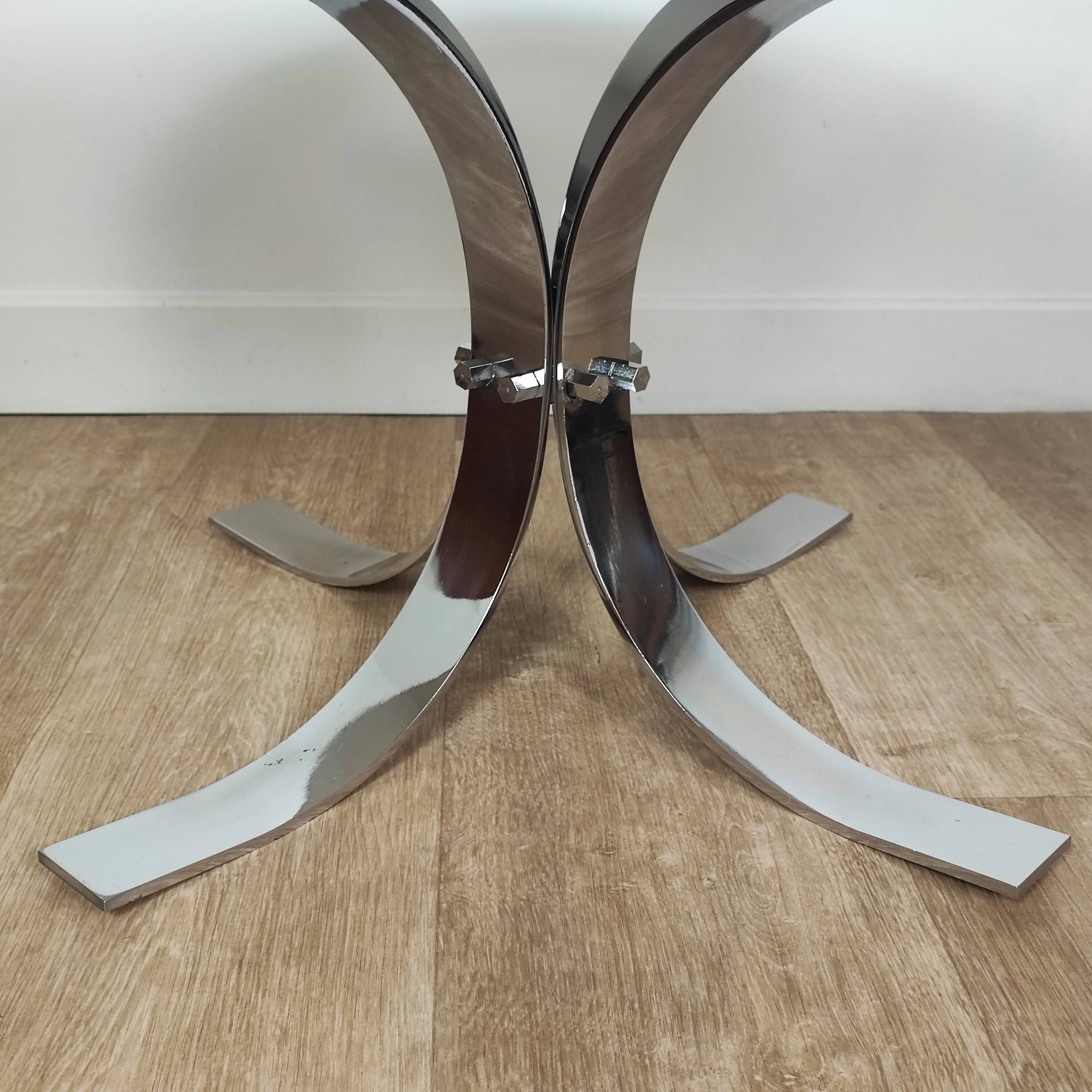 Chromed metal and smoked glass coffee table, 1970s
