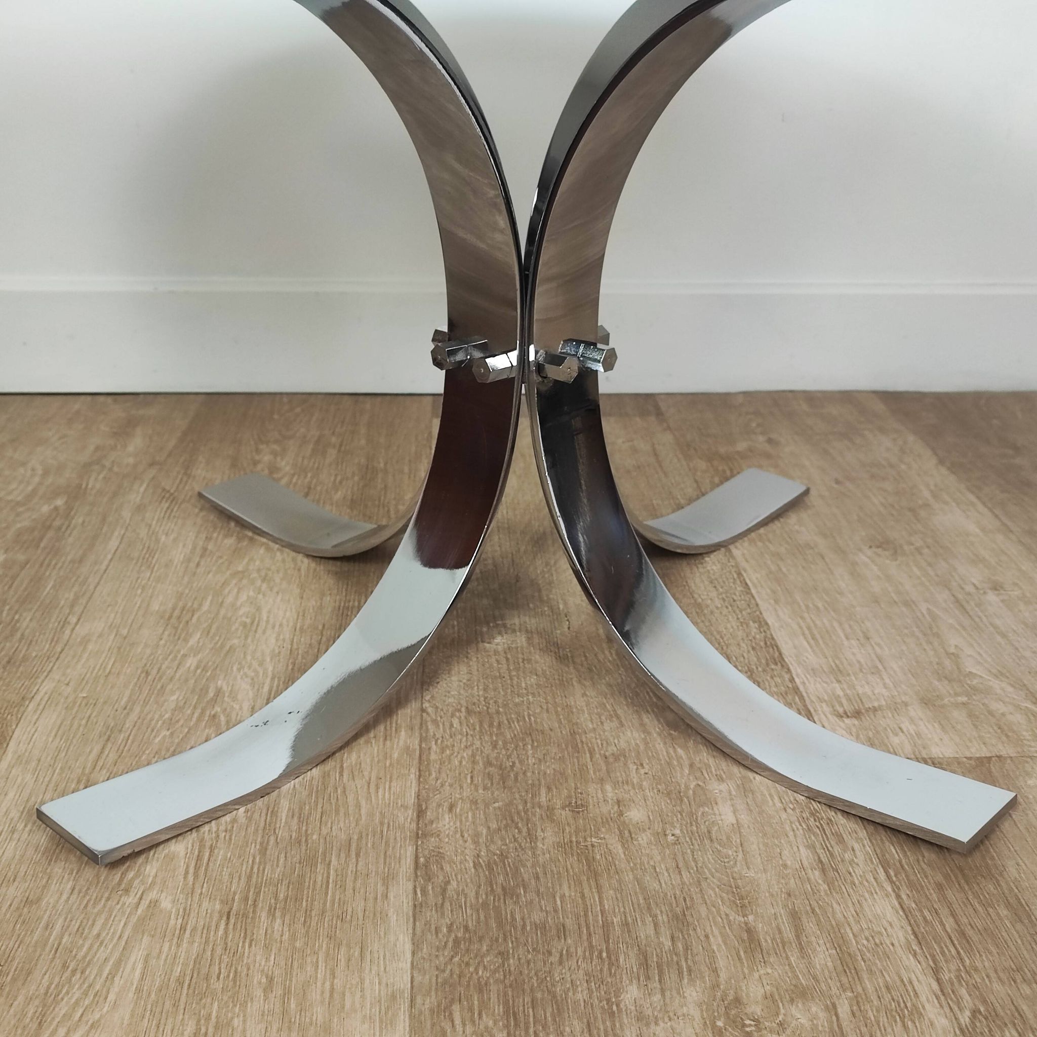 Chromed metal and smoked glass coffee table, 1970s