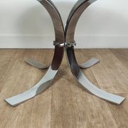 Chromed metal and smoked glass coffee table, 1970s