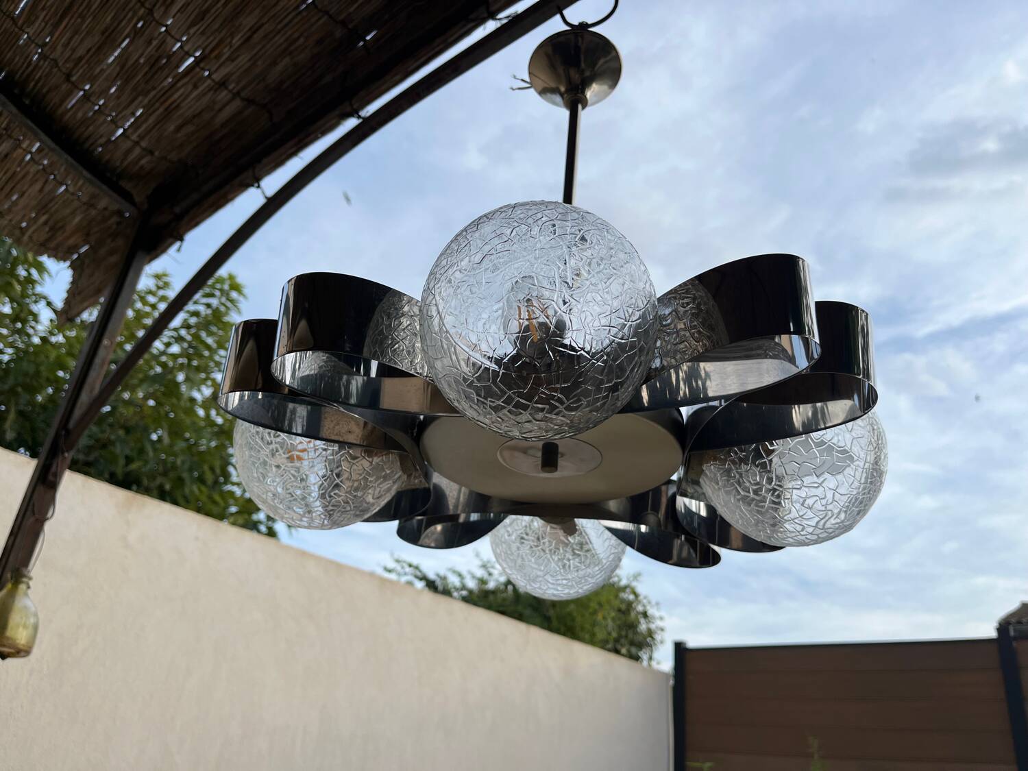 Chrome chandelier Space age 70s