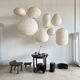 Suspension en rotin et lin naturel japonisante en forme de goutte