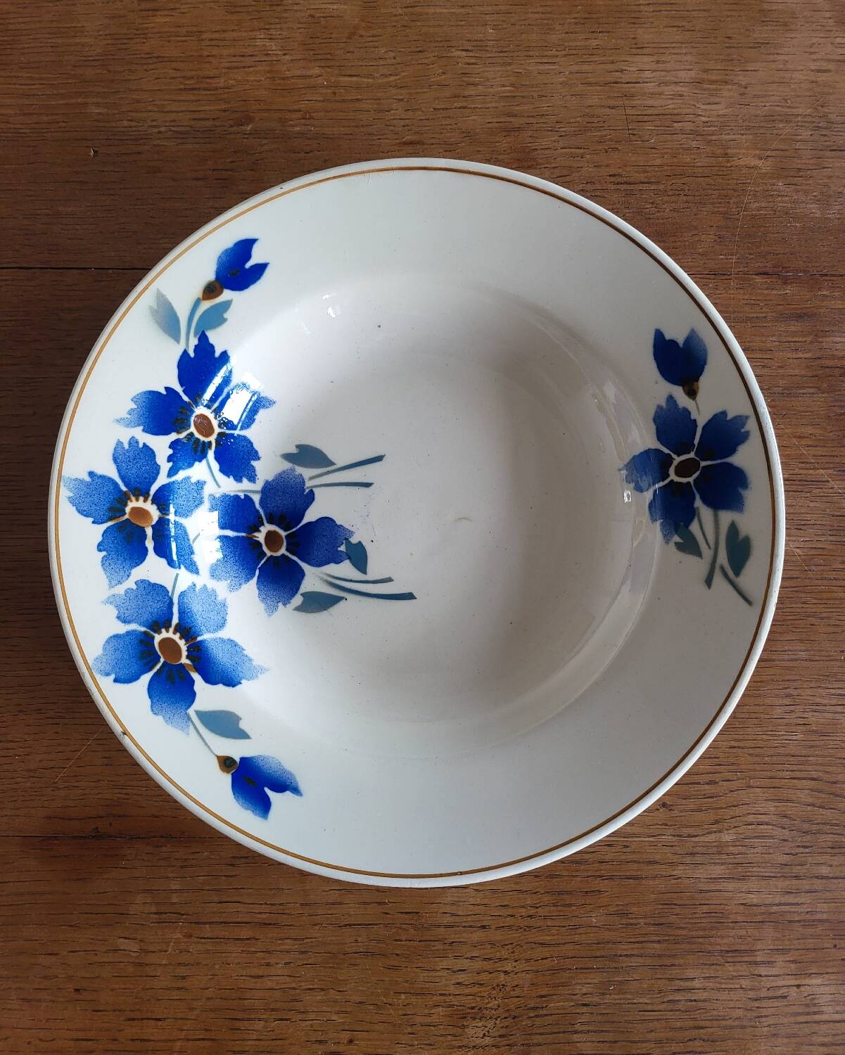 Hamage & Moulin des Loups Earthenware Deep Plate, Blue Flowers
