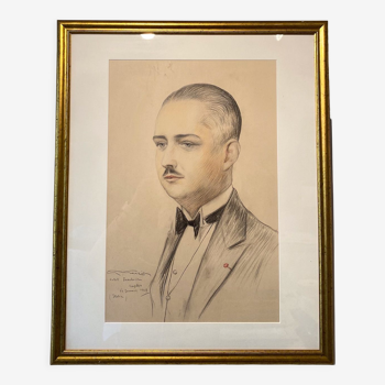 Old painting, portrait of a gentleman, dated 1928 located in Naples