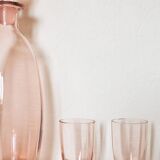 Old pink fine glass liquor service