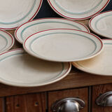 Set of 10 dessert plates, Moulin des Loups, Orchies