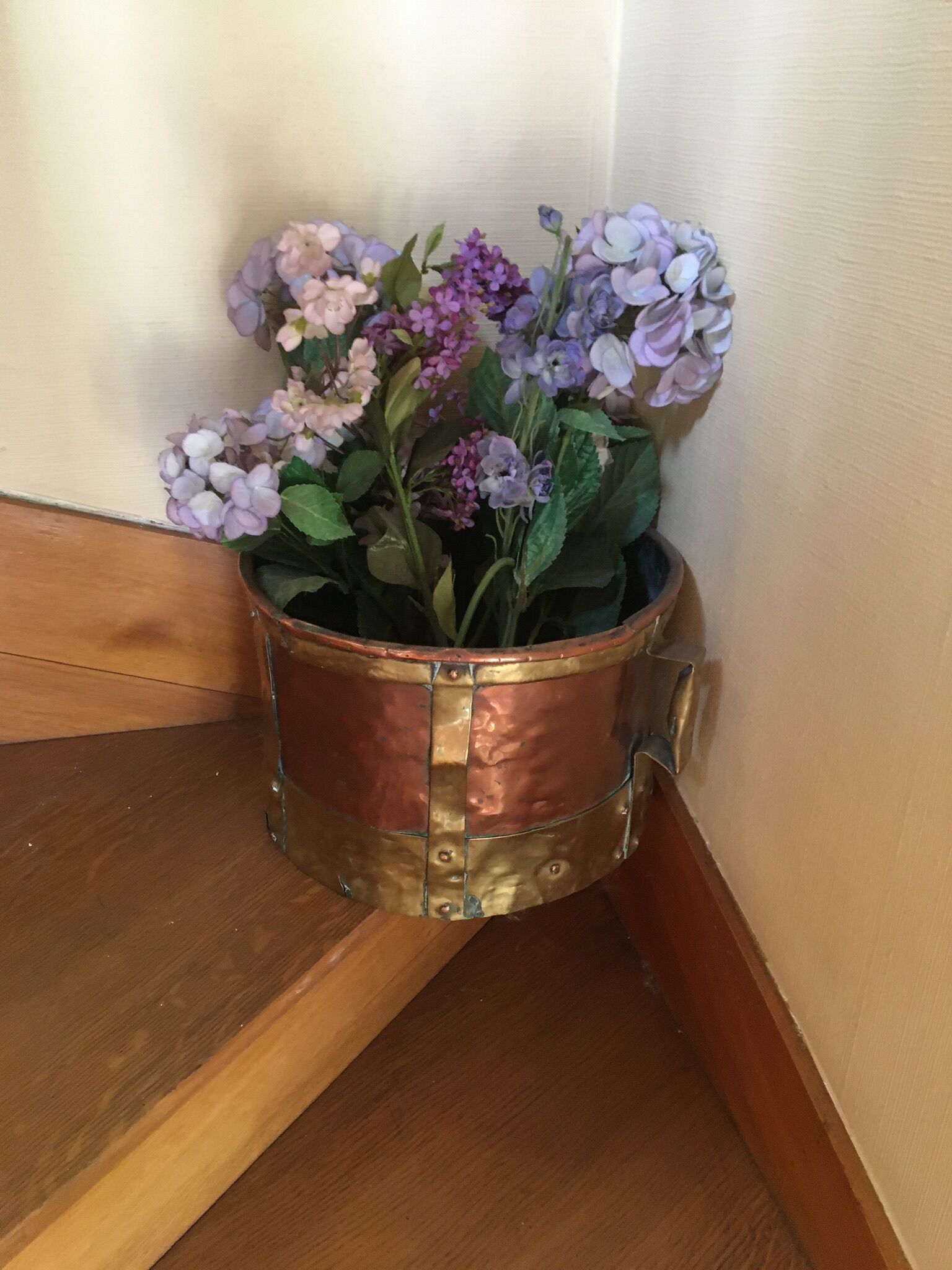Old copper and brass pot cover 20th century