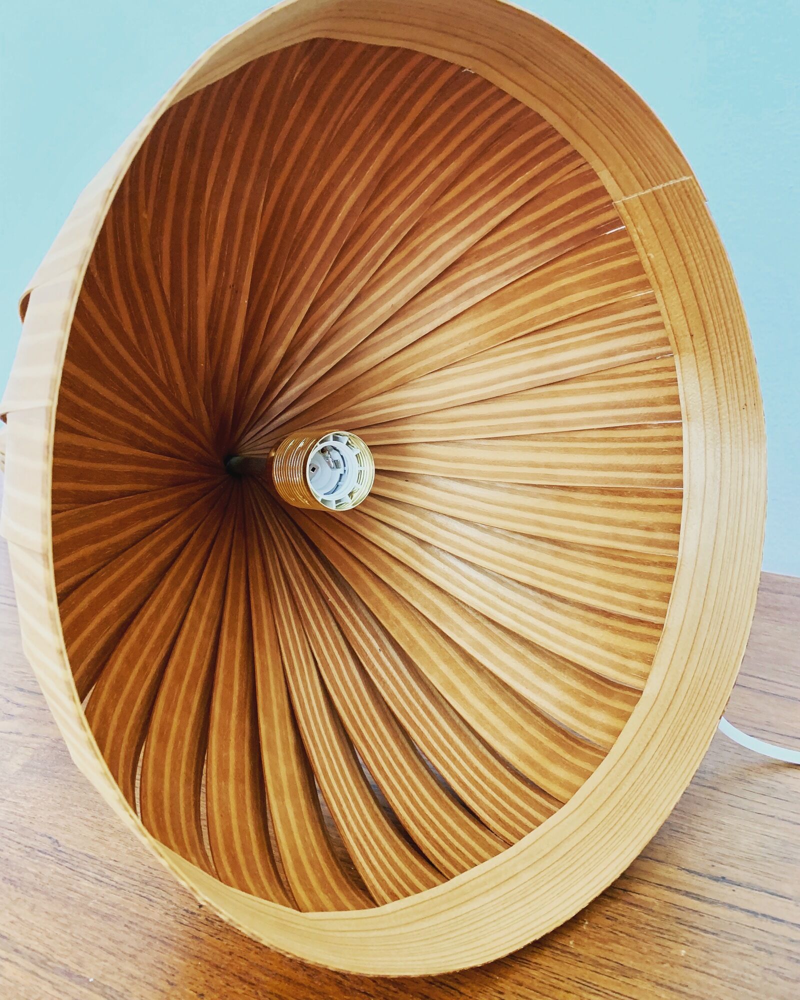 Swedish Mid Century Modern wooden pendant lamp by Hans Agne Jakobsson
