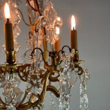 Bronze cage chandelier trimmed with grapevines, early twentieth century