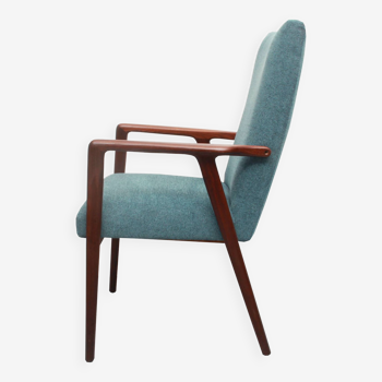 Fauteuil années 1960 à haut dossier en teck, restauré