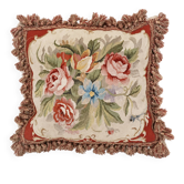 Housse de coussin en tapisserie tissée à la main style français Aubusson bouquet de roses florales