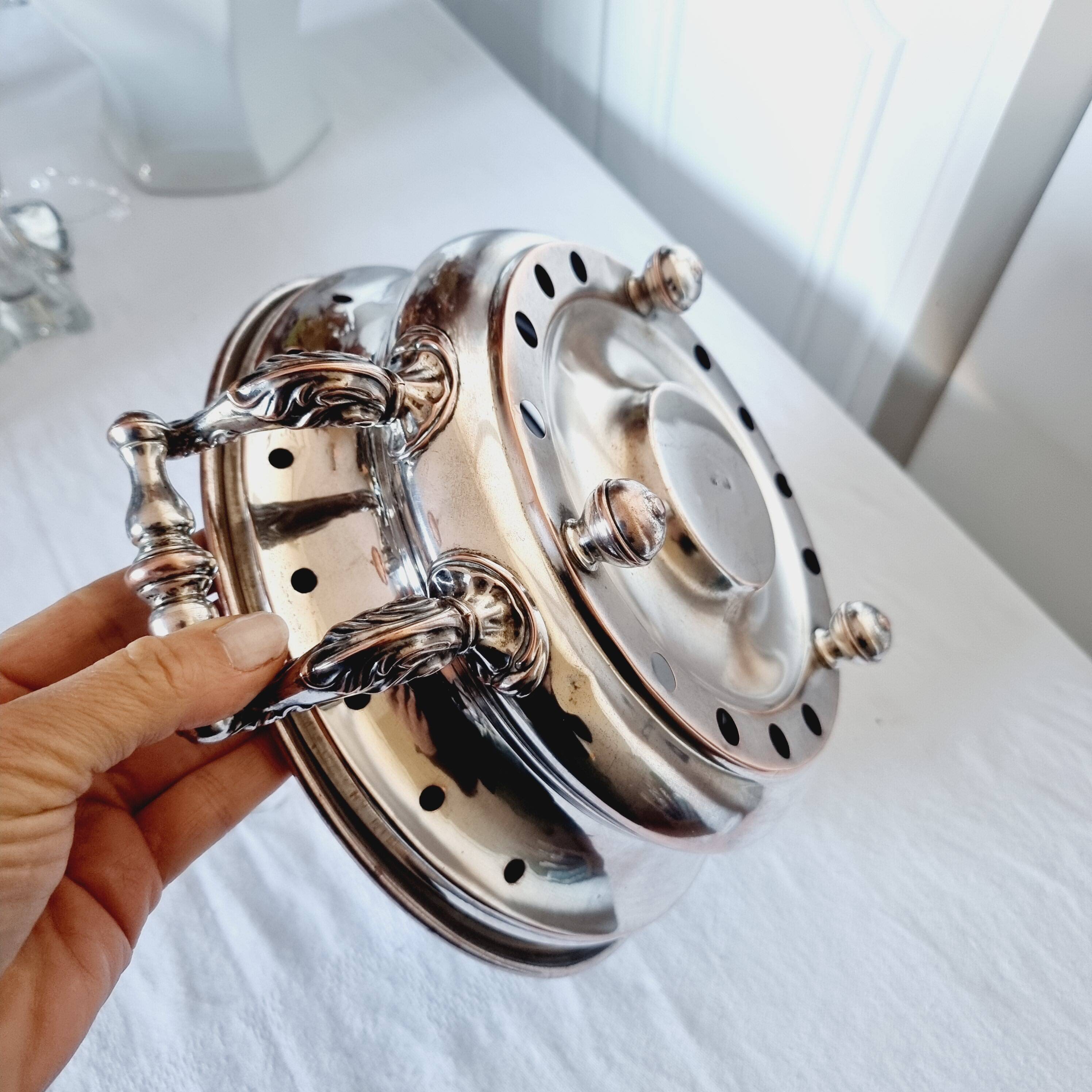 Antique 20th century silver plated baroque style plate warmer