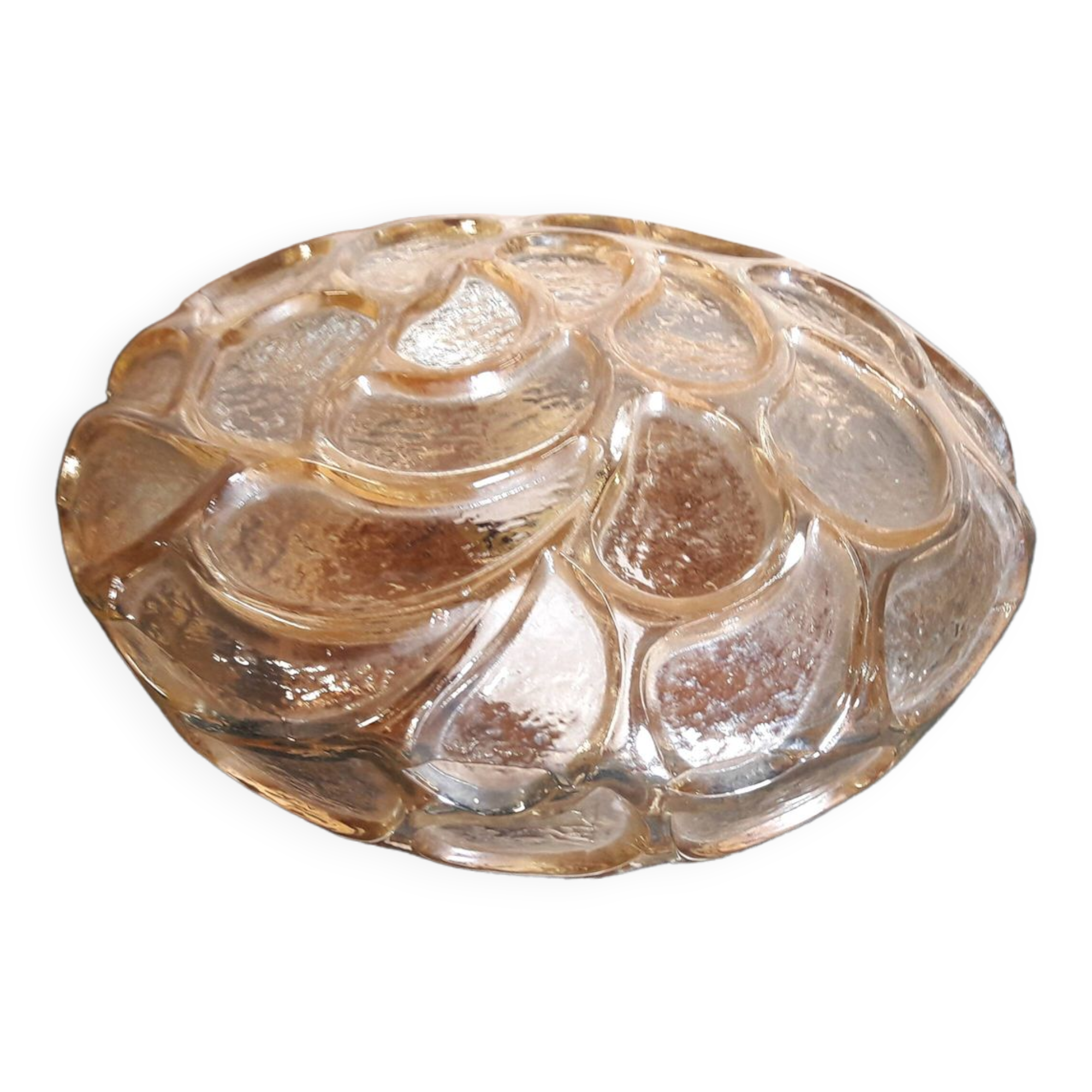 Round amber molded glass ceiling light