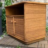 Oak rattan and woven wicker furniture 1980
