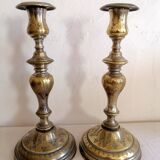 Old pair of Louis Philippe period candlesticks.