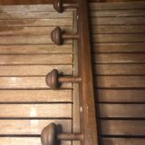 Old coat rack with 4 vintage wooden hooks
