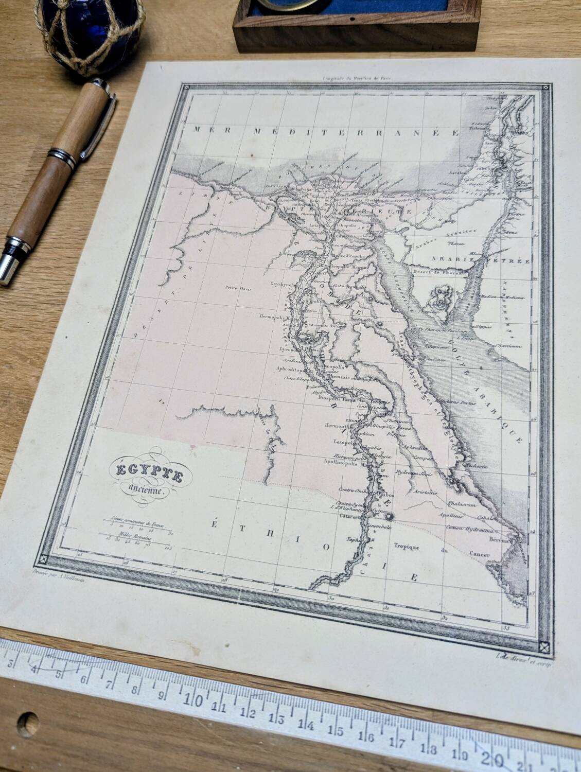 Ancient Egypt, original map printed in 1852.