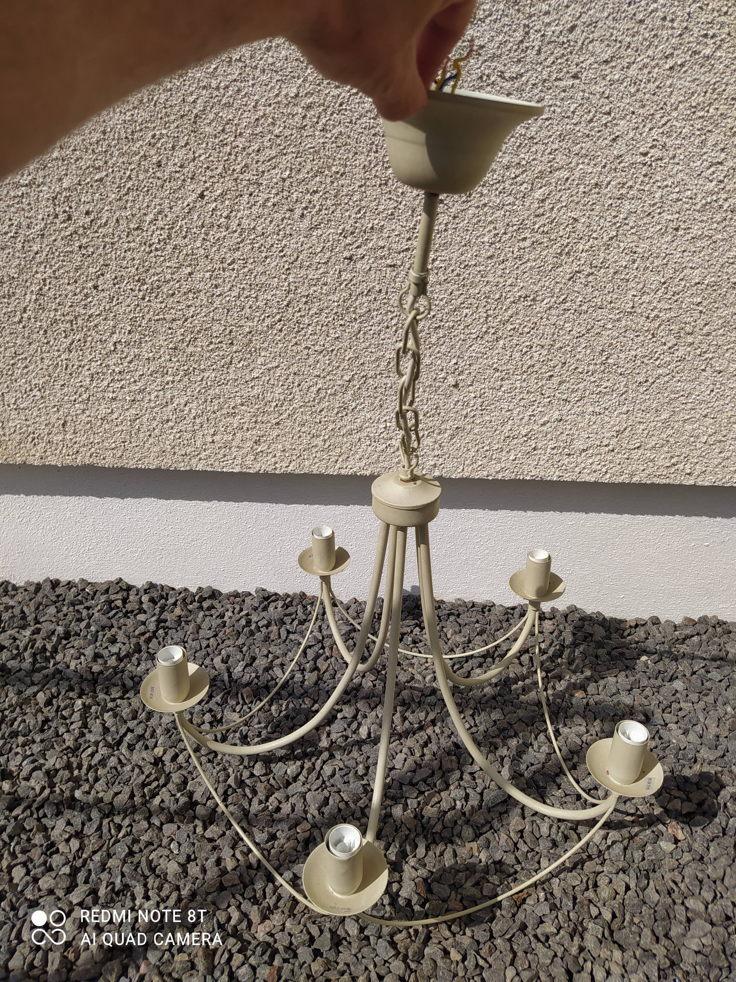 5-light off-white metal chandelier