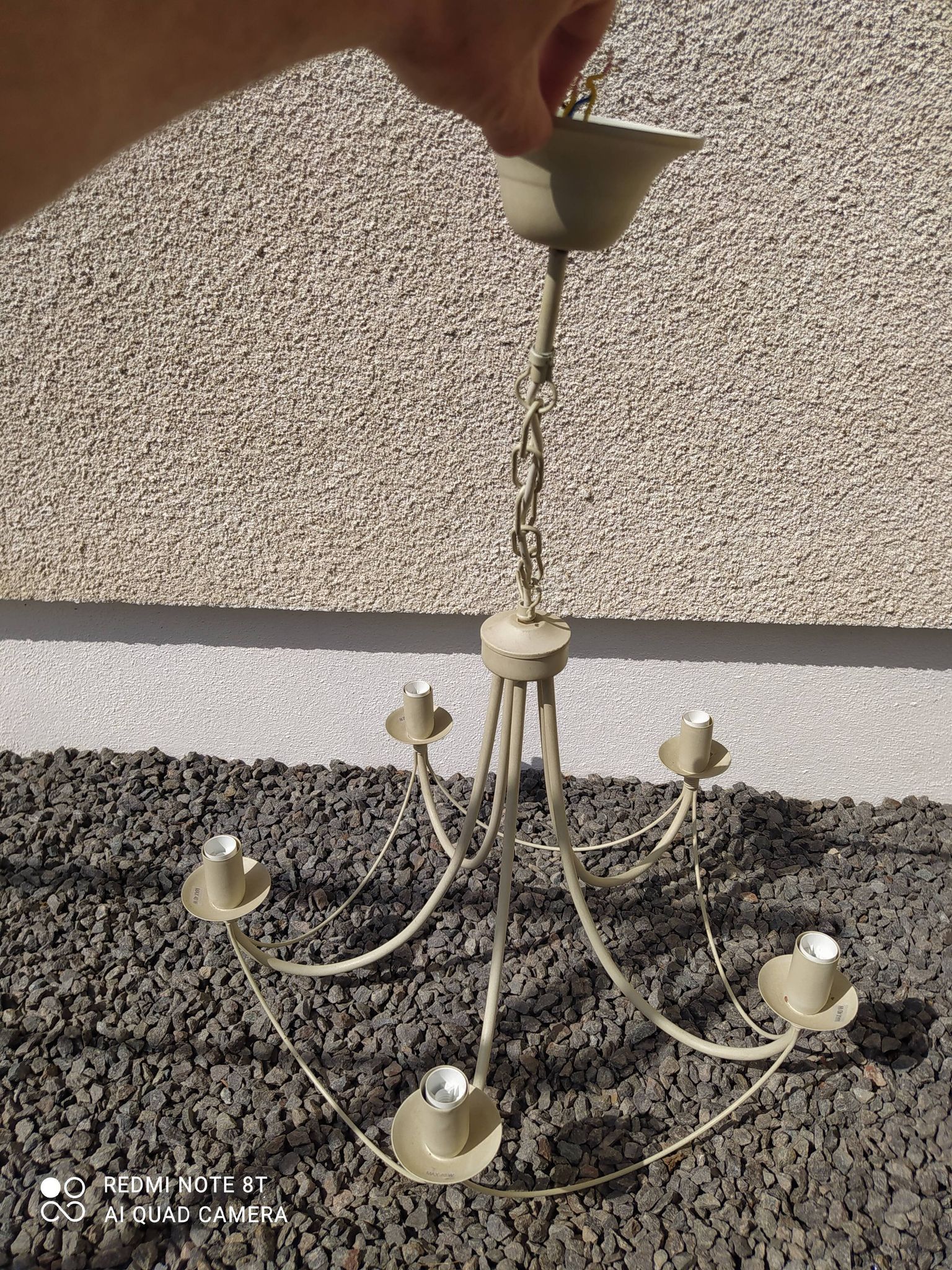 5-light off-white metal chandelier