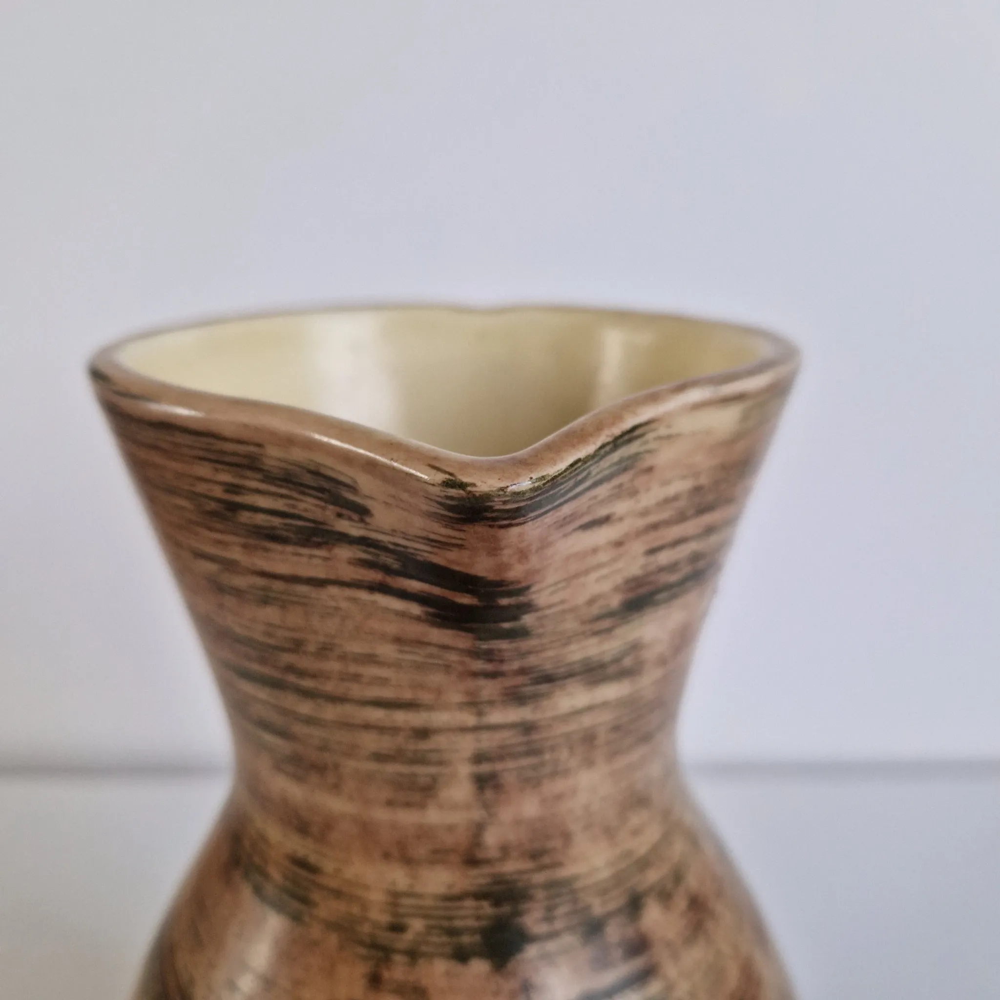 Vintage Saint-Clément ceramic pitcher / carafe - Guilloché decoration