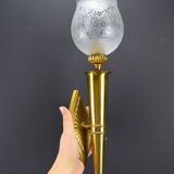 Paire d'appliques Murales Torches Bronze et Laiton Doré Flambeaux