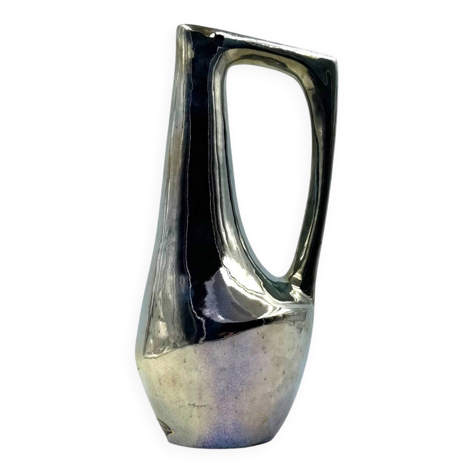 A. Cytère, modern iridescent gres vase, Rambervillers France 1950s