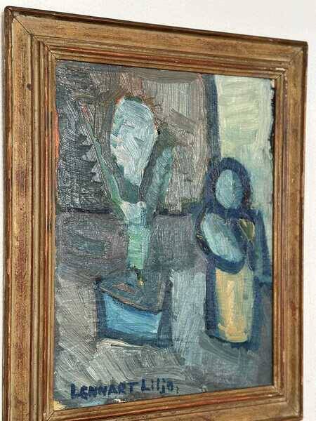 Original mid-century Swedish oil on panel – “Plant Pot” by Lennart Liljo – vintage & framed – 34 × 43 cm