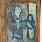 Original mid-century Swedish oil on panel – “Plant Pot” by Lennart Liljo – vintage & framed – 34 × 43 cm