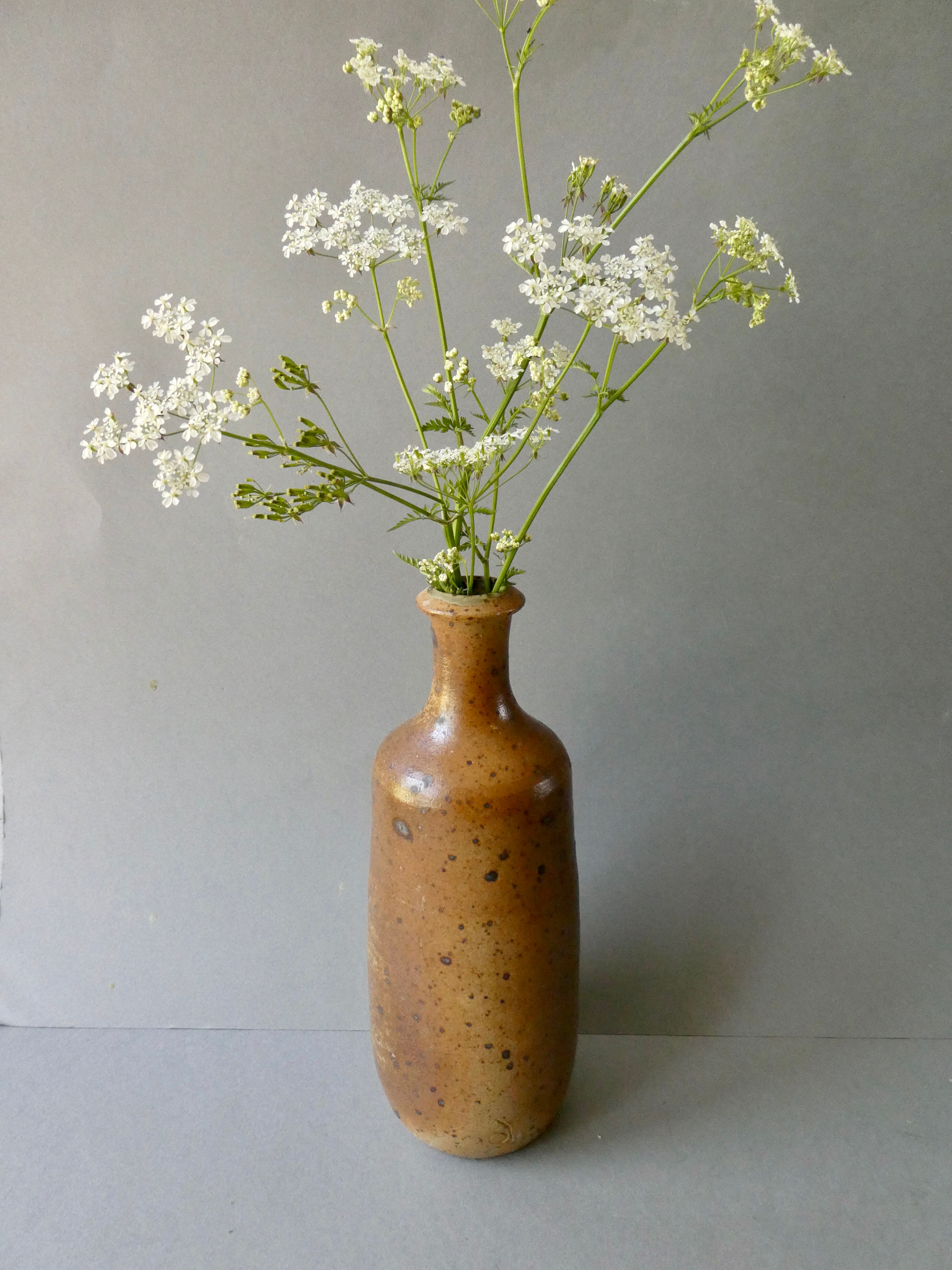Pyrite stoneware bottle vase by Charles Gaudry