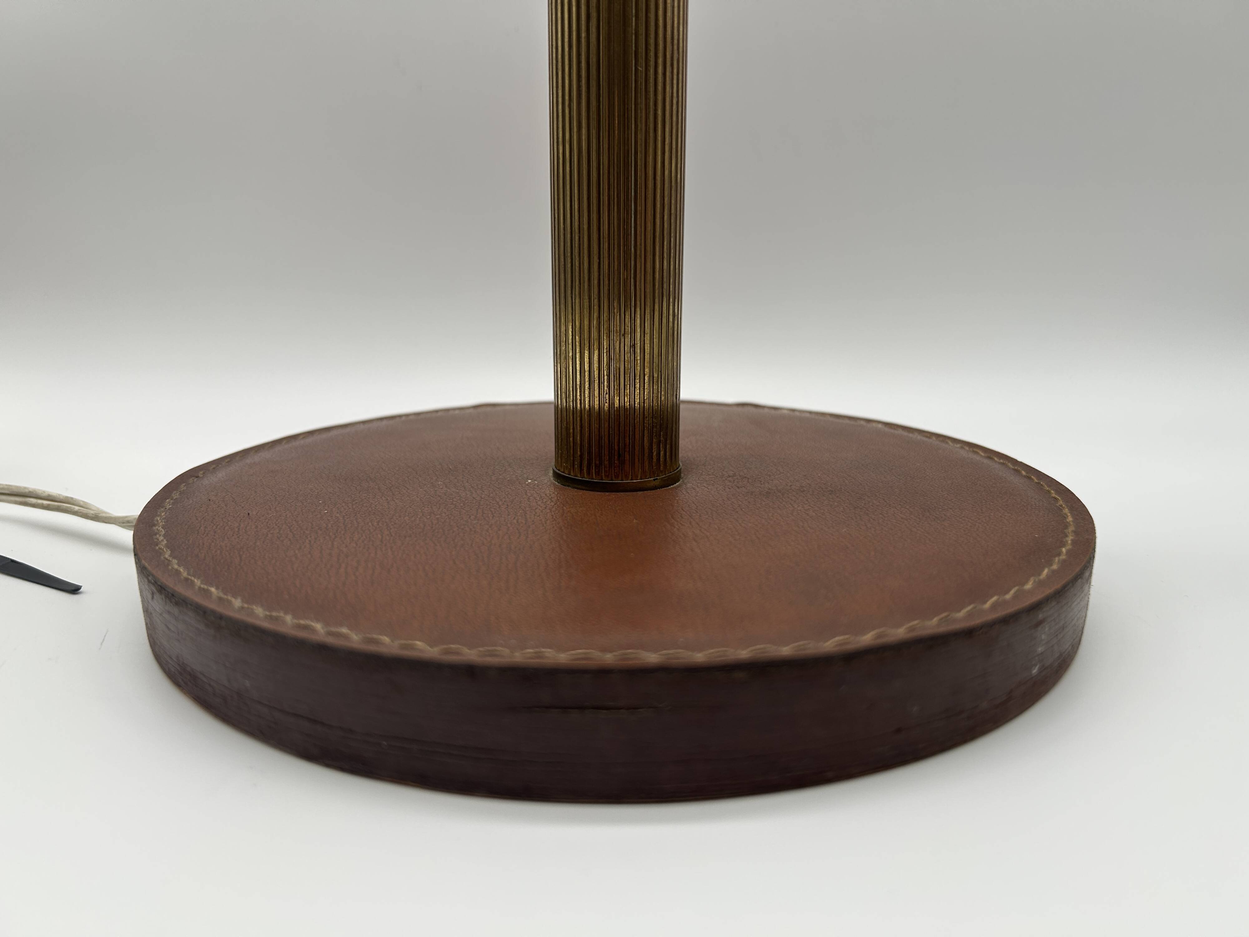 1950s desk lamp - brass/leather