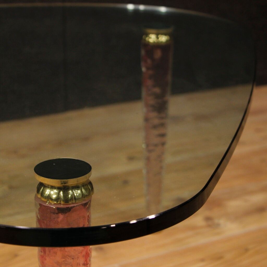 Italian design coffee table in crystal and brass