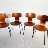 Set of four Danish hammer chairs by Arne Jacobsen for Fritz Hansen