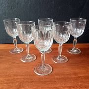 6 clear wine glasses VMC Reims France, teardrop, diamond Roxane 4 cl