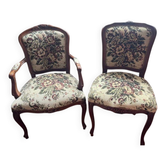 Set of Voltaire style armchairs and chairs