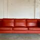 Vintage Danish mid-century Mogens Hansen 3 person cognac leather sofa